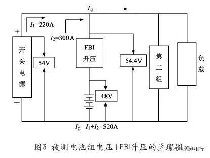 被测充电机充电电池组电压+FBI升压的原理图